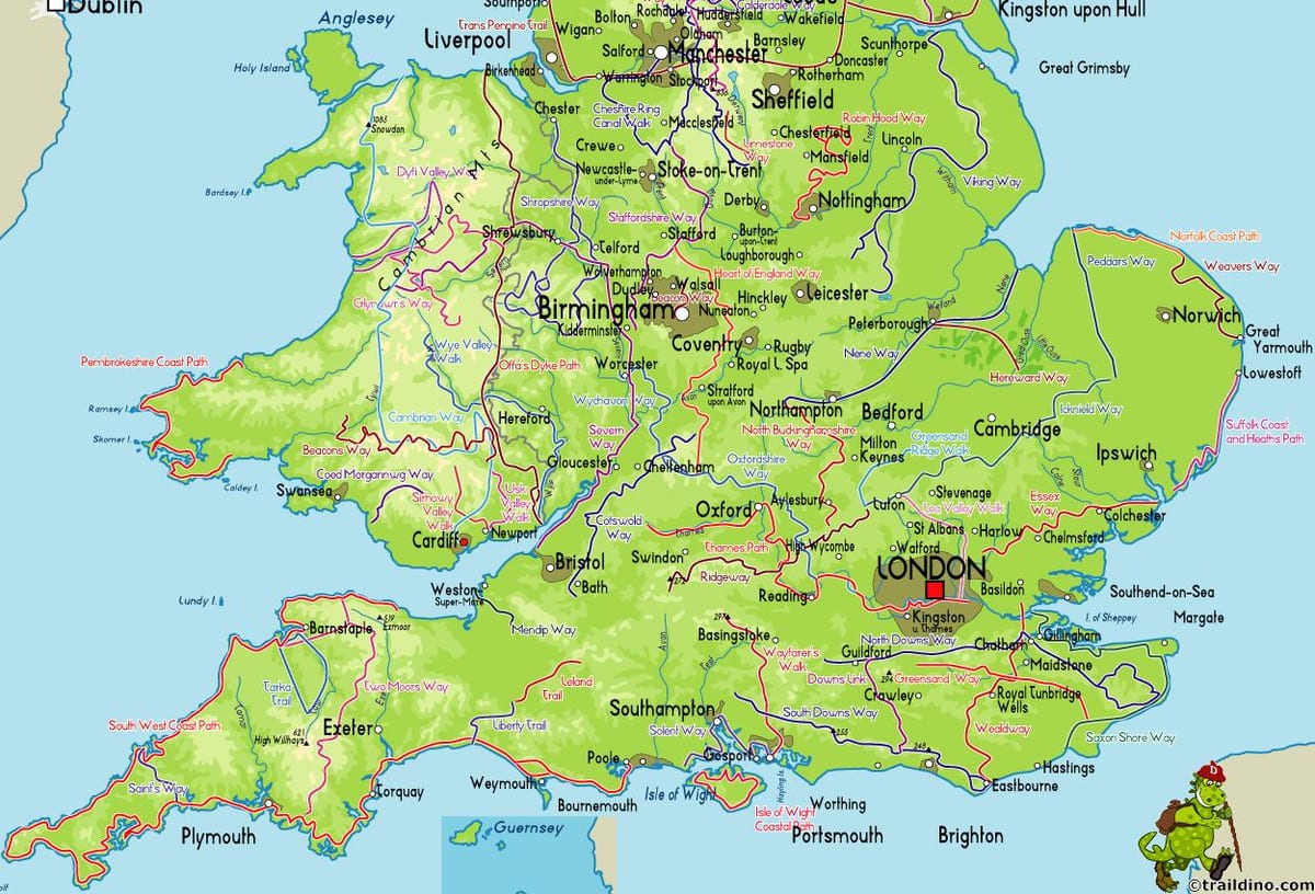 mapa do sul da grã-Bretanha