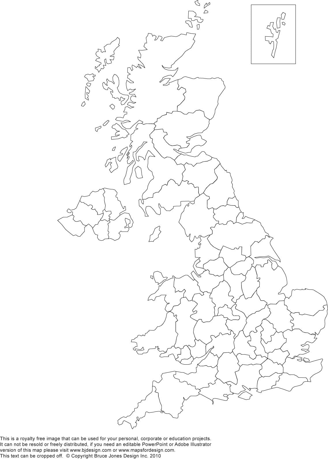 mapa em branco da Grã-Bretanha