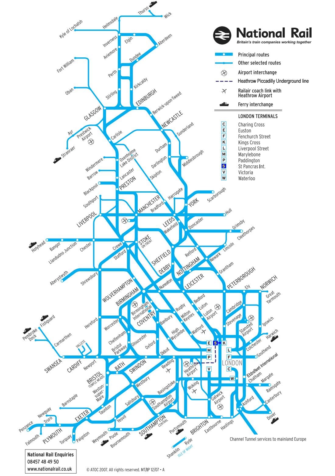 Mapa do sistema ferroviário BRITÂNICO