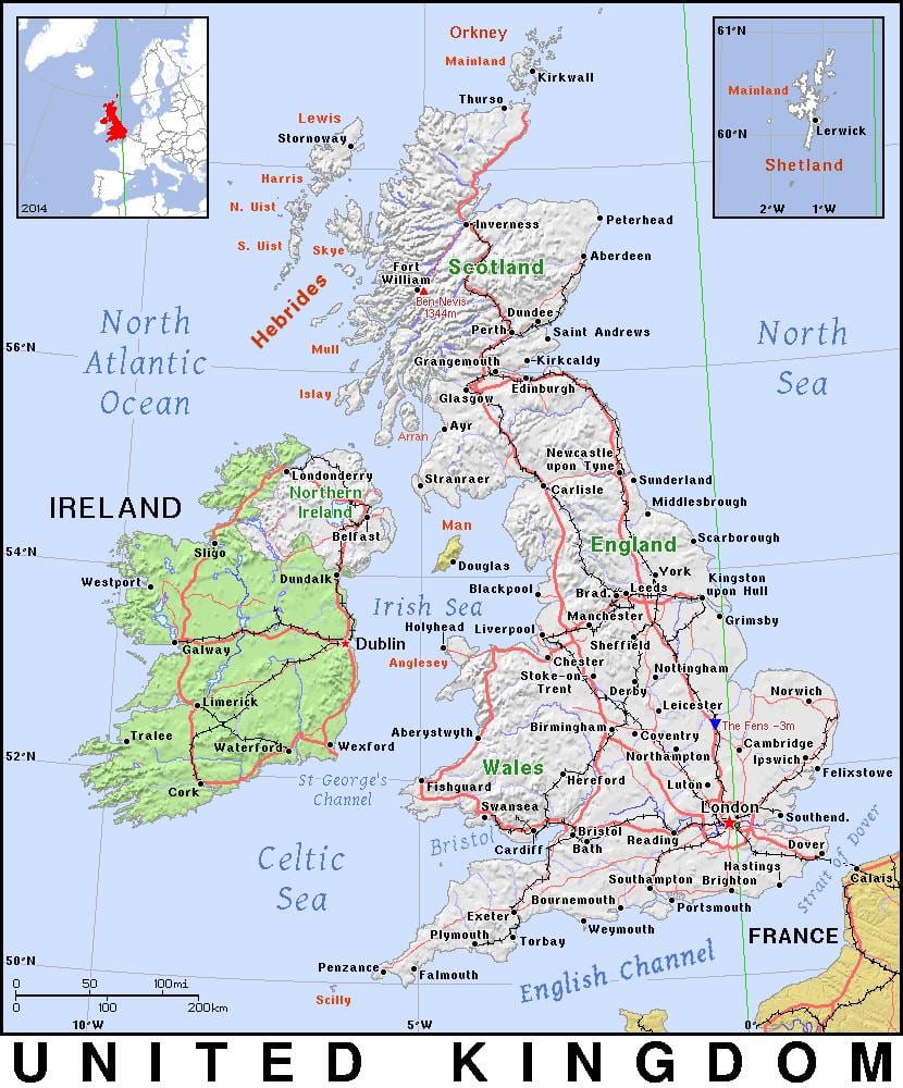mapa do norte do reino UNIDO