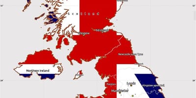 Bandeira do Reino unido mapa