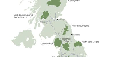 Mapa do reino UNIDO, mostrando lake district