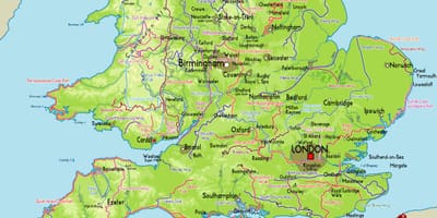 Mapa do sul da grã-Bretanha