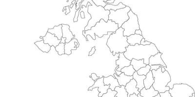 Mapa em branco da Grã-Bretanha