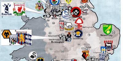 Reino UNIDO clubes de futebol mapa