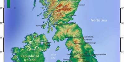 A grã-bretanha mapa topográfico